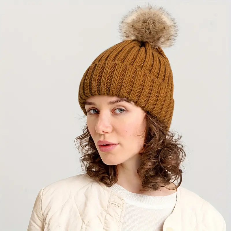 Satin Lined Pom Beanie