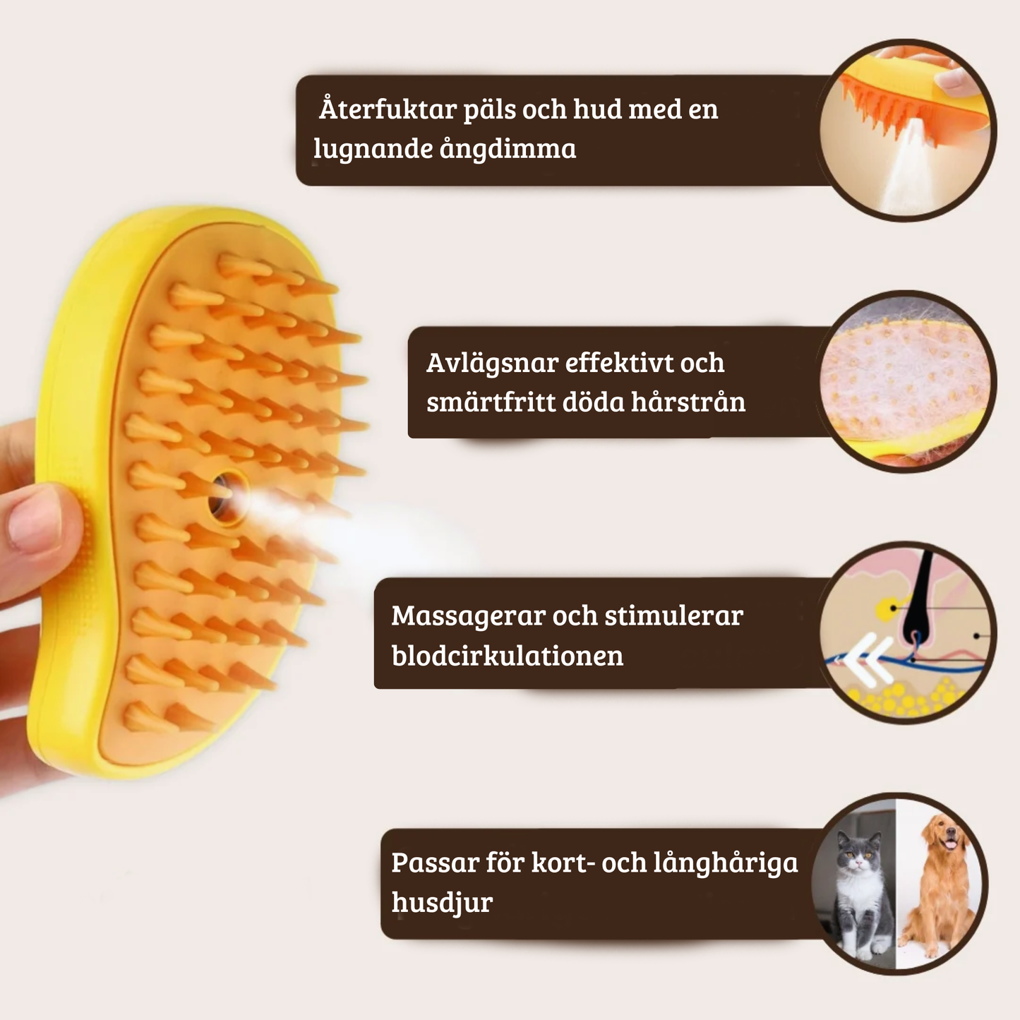 VänPäls Ångborste - För Katter & Hundar