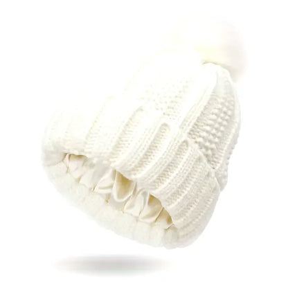 Satin Lined Pom Beanie
